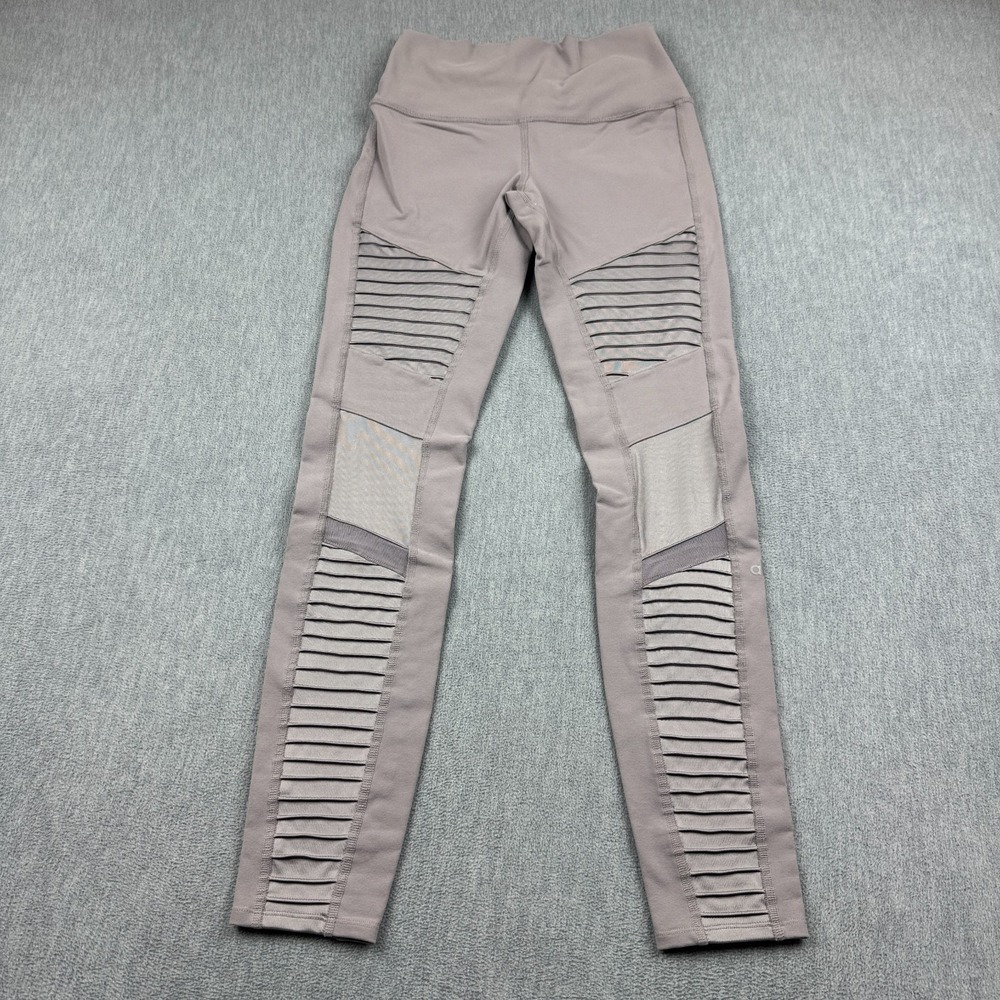 Alo Yoga Leggings Womens Small Purple Moto Ribbed 28" High-Waist Running‎ Active